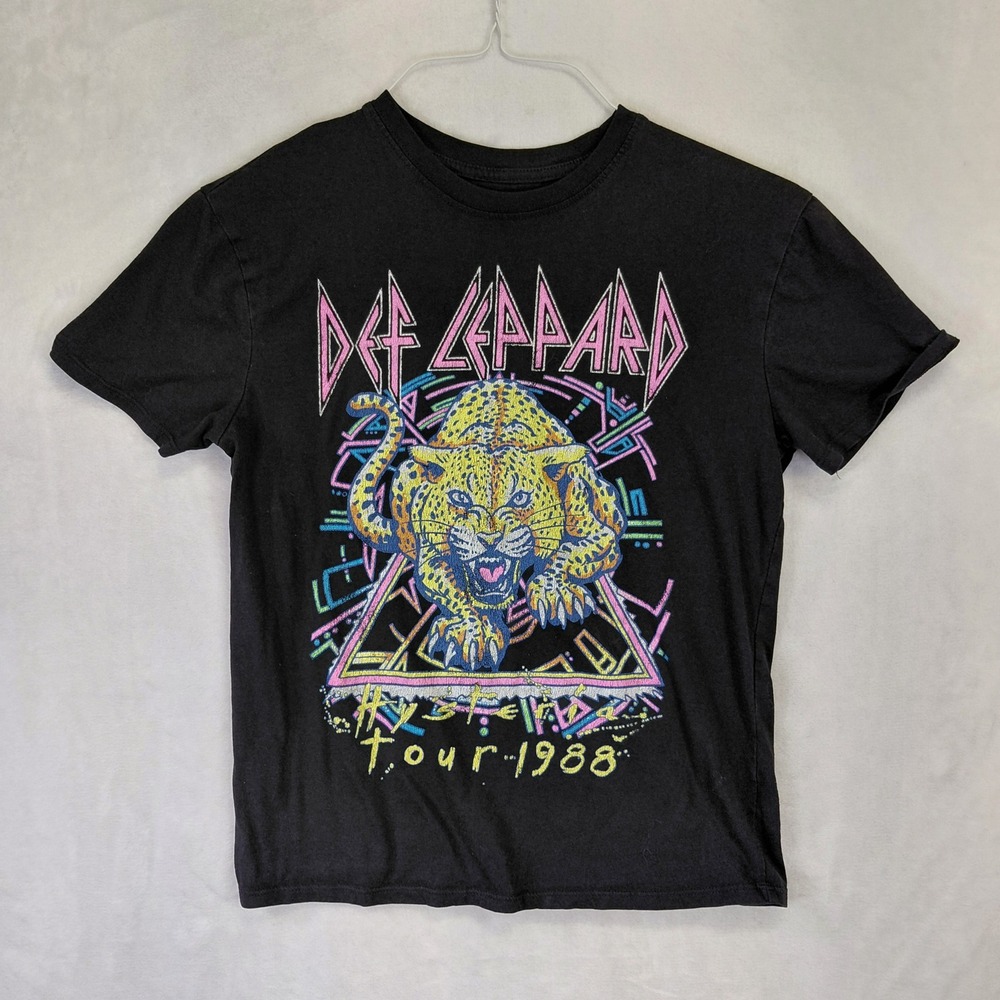 Def Leppard Hysteria Tour 1988 Kids Graphic T-Shirt Black Large